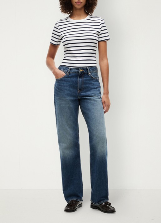 Tommy Hilfiger T-shirt met streepprint - voorkant 6 breton ecru dark night / donkerblauw