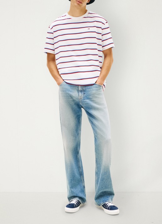 Tommy Hilfiger T-shirt met streepprint - voorkant 2 wit
