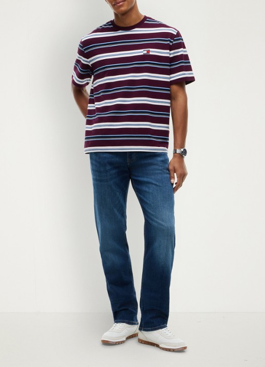 Tommy Hilfiger T-shirt met streepprint - voorkant 2 calypso berry stripe-v11 / rood