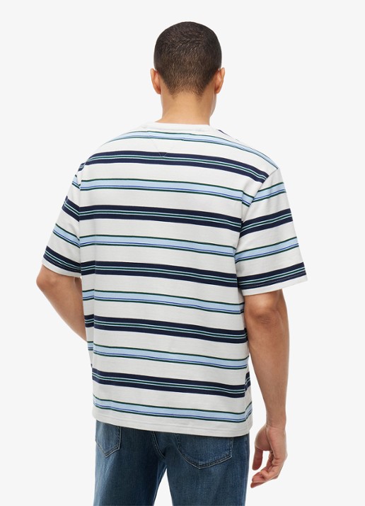 Tommy Hilfiger T-shirt met streepprint - achterkant off white stripe-ybh / wit