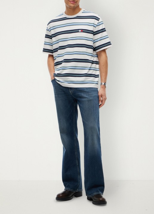 Tommy Hilfiger T-shirt met streepprint - voorkant 3 off white stripe-ybh / wit