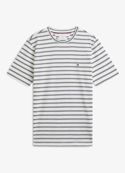 Tommy Hilfiger T-shirt met streepprint - voorkant 3 wit