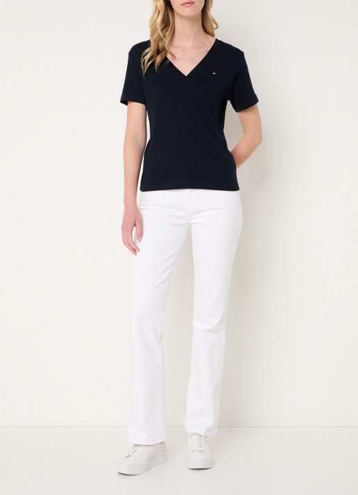 Tommy Hilfiger T-shirt met V-hals - voorkant 3 donkerblauw