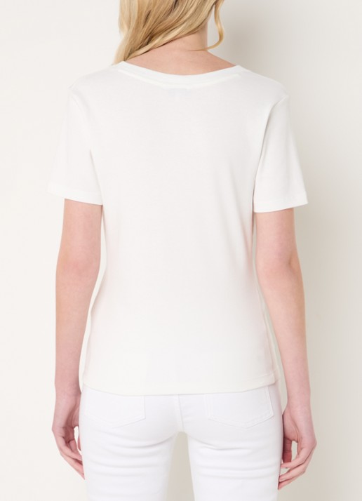 Tommy Hilfiger T-shirt met V-hals - achterkant 2 gebroken wit
