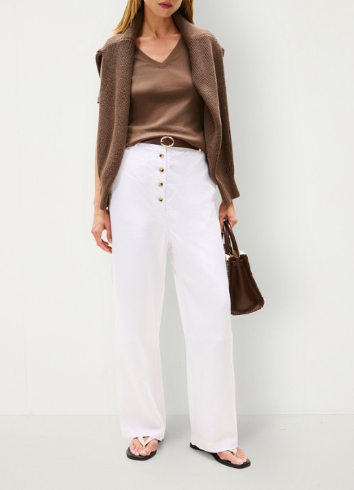 Tommy Hilfiger T-shirt met V-hals - voorkant 2 bruin