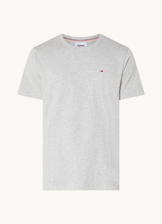 Tommy Hilfiger T-shirt van katoen met logo - voorkant grijsmele
