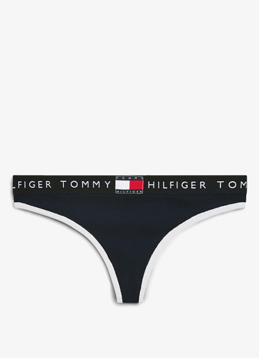 Tommy Hilfiger Tanga met logoband - voorkant 4 donkerblauw