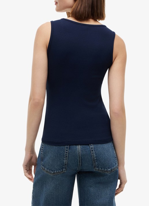 Tommy Hilfiger Tanktop met ribstructuur - achterkant donkerblauw