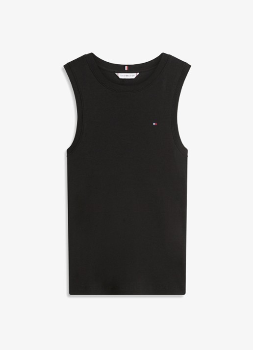 Tommy Hilfiger Tanktop met streepprint - voorkant zwart