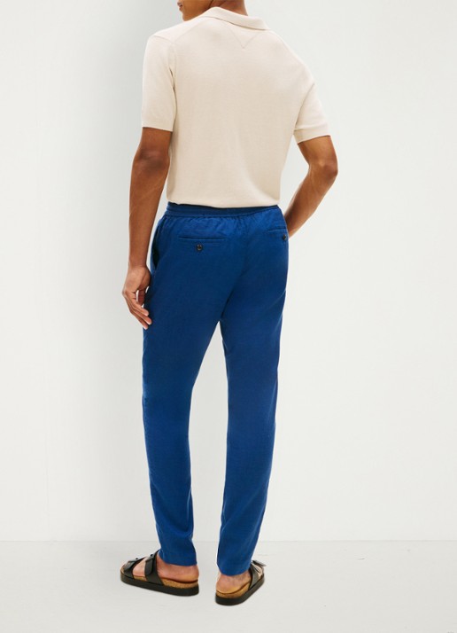 Tommy Hilfiger Tapered fit chino in linnenblend - achterkant 3 denim