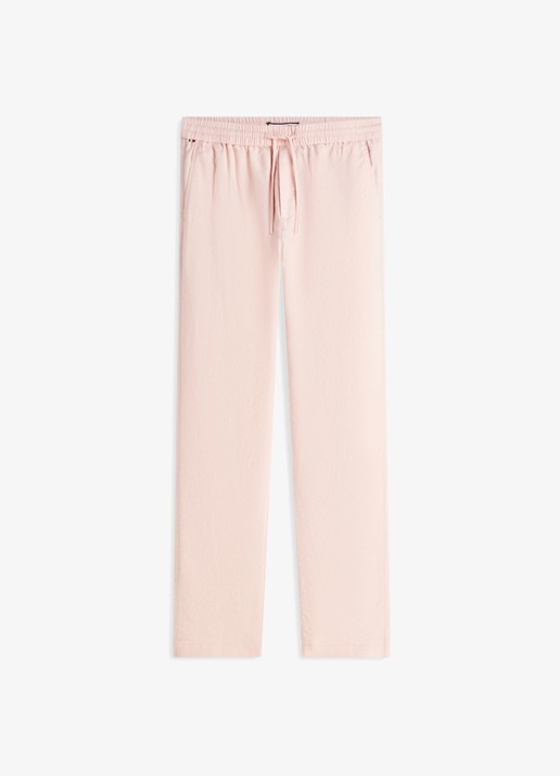 Tommy Hilfiger Tapered fit chino in linnenblend - voorkant 2 groen