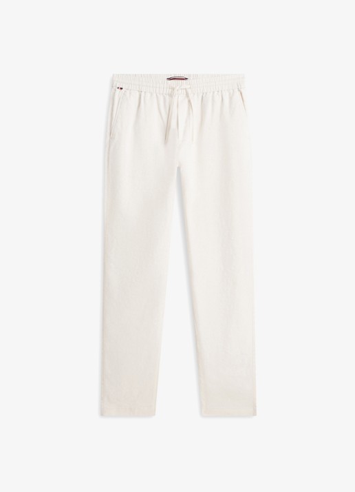 Tommy Hilfiger Tapered fit chino in linnenblend - voorkant 4 gebroken wit