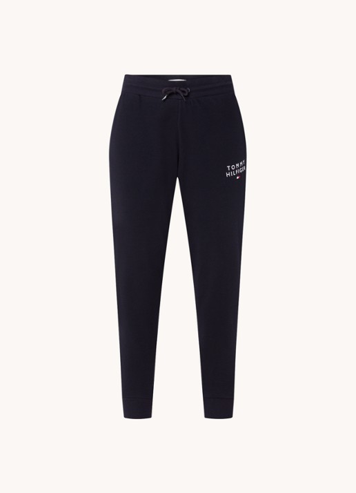 Tommy Hilfiger Tapered fit joggingbroek met logoborduring - voorkant 3 donkerblauw