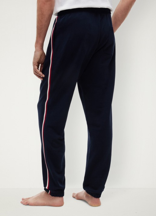 Tommy Hilfiger Tapered fit lounge joggingbroek met logoband - achterkant donkerblauw