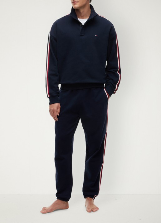 Tommy Hilfiger Tapered fit lounge joggingbroek met logoband - voorkant 5 donkerblauw