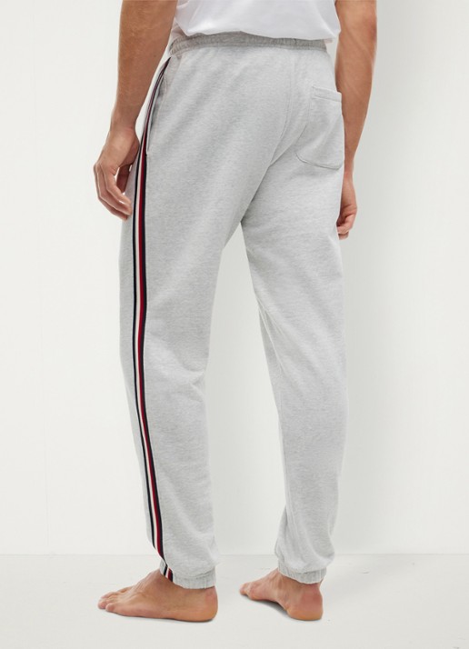 Tommy Hilfiger Tapered fit lounge joggingbroek met logoband - achterkant lichtgrijs
