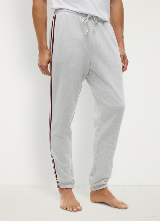Tommy Hilfiger Tapered fit lounge joggingbroek met logoband - detail 2 lichtgrijs