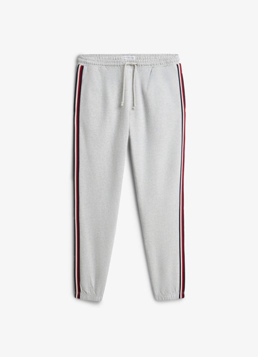 Tommy Hilfiger Tapered fit lounge joggingbroek met logoband - voorkant 4 lichtgrijs