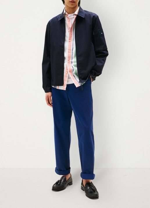 Tommy Hilfiger Tech jack met ritszakken - voorkant 5 donkerblauw