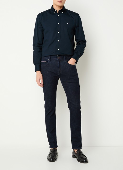 Tommy Hilfiger TH Flex regular fit overhemd met logo - voorkant 3 indigo