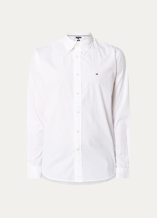 Tommy Hilfiger TH Flex regular fit overhemd met logo - voorkant wit