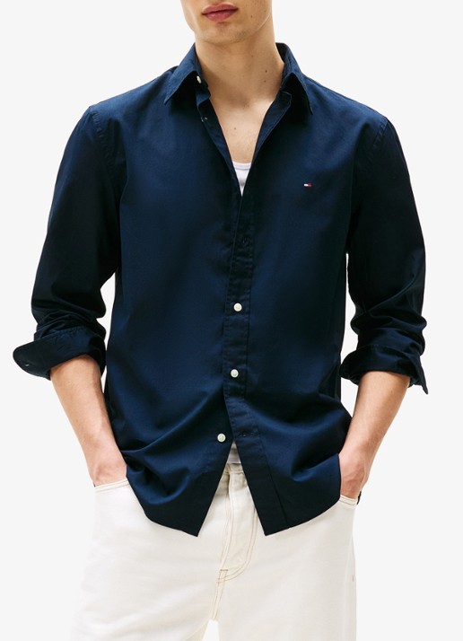 Tommy Hilfiger TH Flex regular fit overhemd met logo - detail 8 blauw