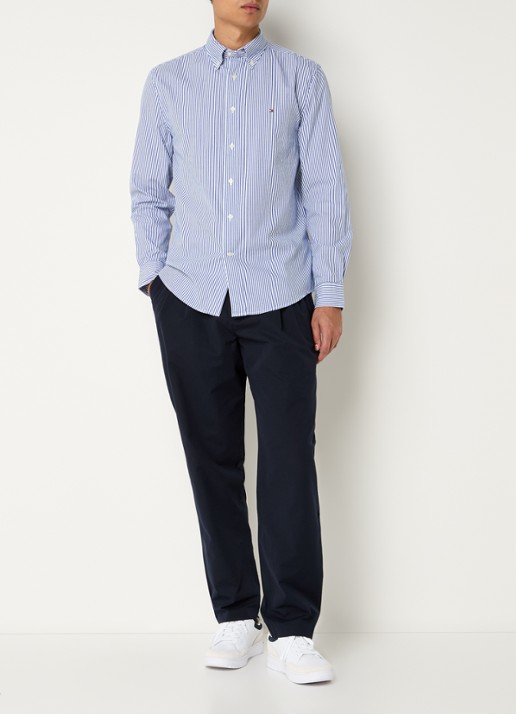 Tommy Hilfiger TH Flex regular fit overhemd met streepprint - voorkant 2 blauw