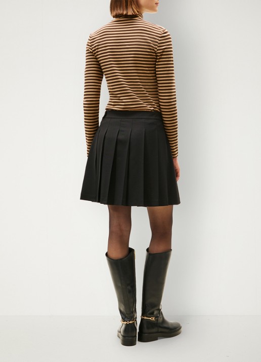 Tommy Hilfiger Timeless minirok in wolblend met plooien - achterkant zwart