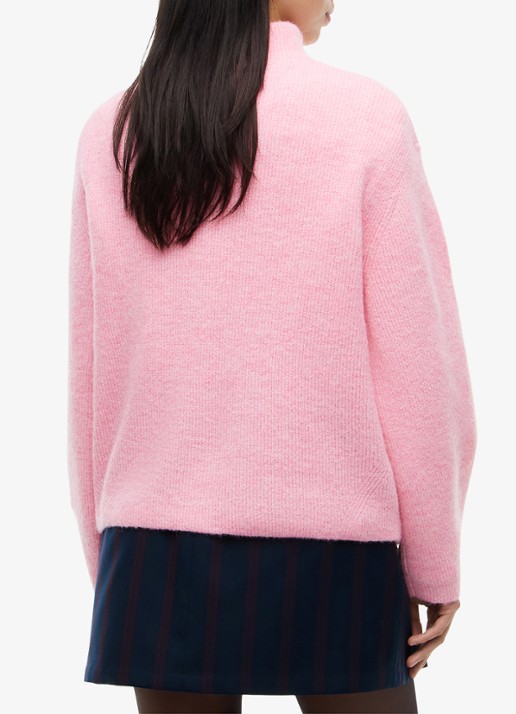 Tommy Hilfiger Tommy Badge ribgebreide trui in alpaca wolblend met logo  - achterkant 5 roze