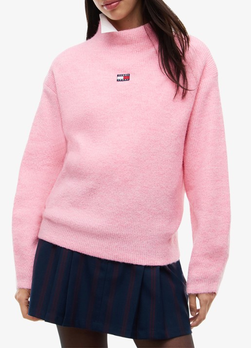 Tommy Hilfiger Tommy Badge ribgebreide trui in alpaca wolblend met logo