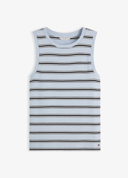 Tommy Hilfiger Top met streepprint - voorkant lichtblauw