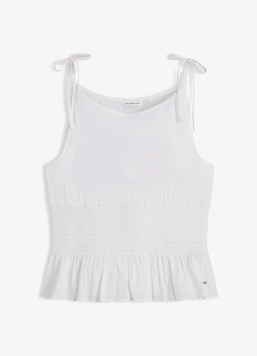 Tommy Hilfiger Top met streepprint - voorkant gebroken wit