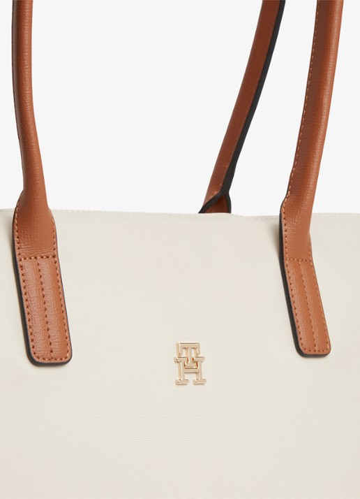 Tommy Hilfiger Tote shopper met logo - detail 4 soft cream-aeo / beige