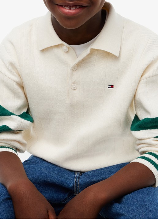 Tommy Hilfiger Trui met polokraag en logo  - detail 2 ivoor
