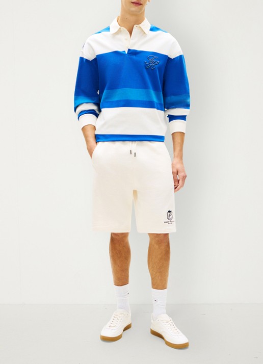 Tommy Hilfiger Trui met polokraag en streepprint - voorkant 2 blauw