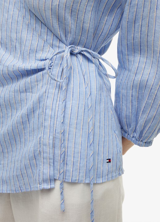 Tommy Hilfiger Tuniek met strikceintuur - detail 5 lichtblauw