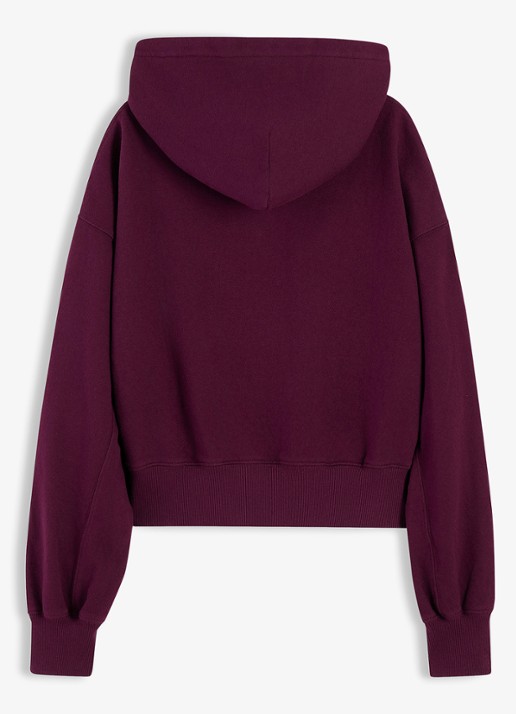 Tommy Hilfiger Varsity hoodie van fleece met logoborduring  - achterkant paars