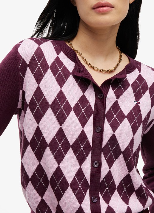 Tommy Hilfiger Vest met rustdessin  - detail 2 paars