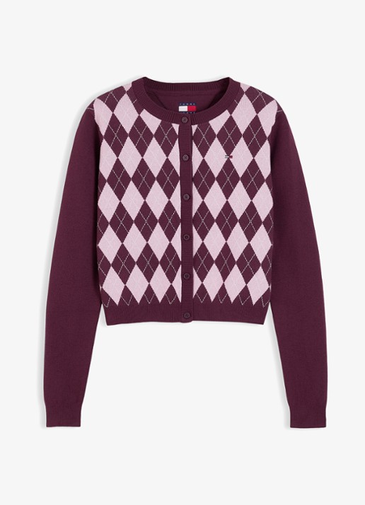 Tommy Hilfiger Vest met rustdessin  - voorkant 3 paars