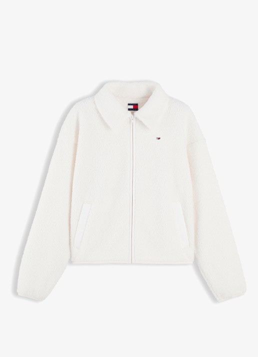 Tommy Hilfiger Vest van teddy met ruit dessin - voorkant 4 wit