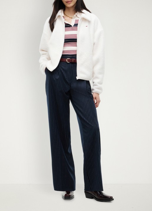 Tommy Hilfiger Vest van teddy met ruit dessin - voorkant 5 wit
