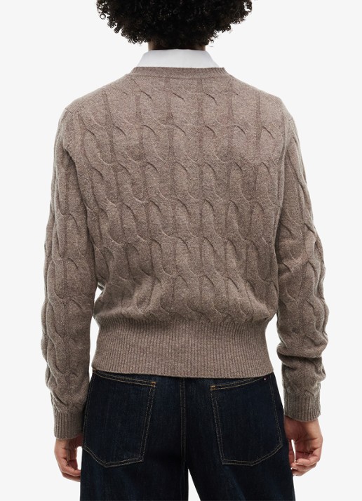 Tommy Hilfiger Vest van wol met logo  - achterkant bruin
