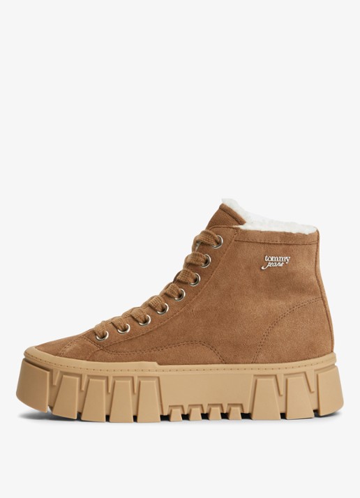 Tommy Hilfiger Veterschoen van suède met plateauzool  - detail 5 camel