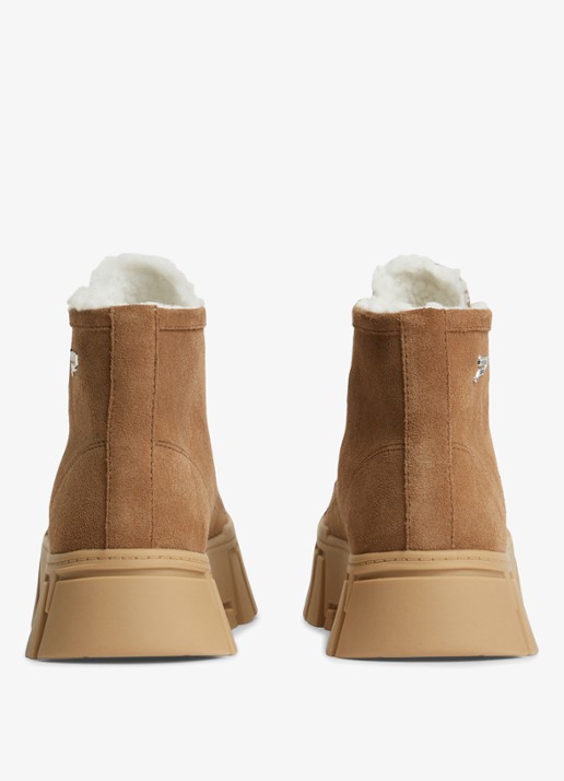 Tommy Hilfiger Veterschoen van suède met plateauzool  - detail 6 camel