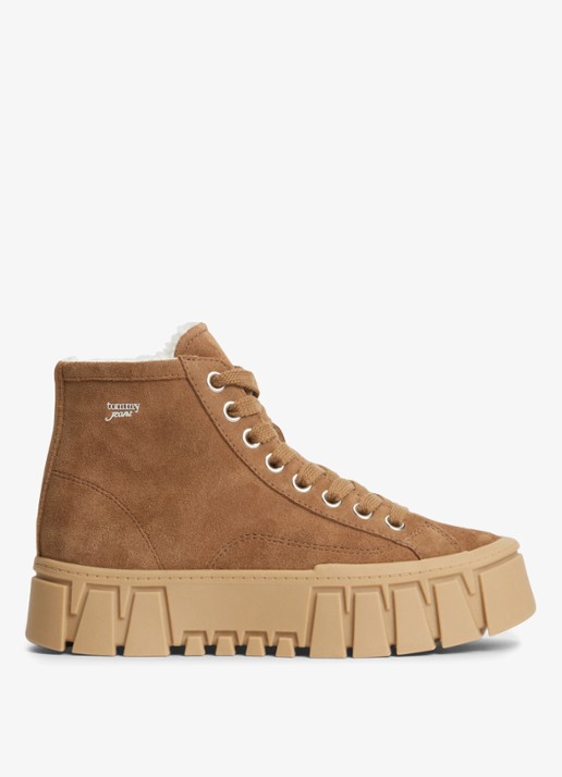 Tommy Hilfiger Veterschoen van suède met plateauzool