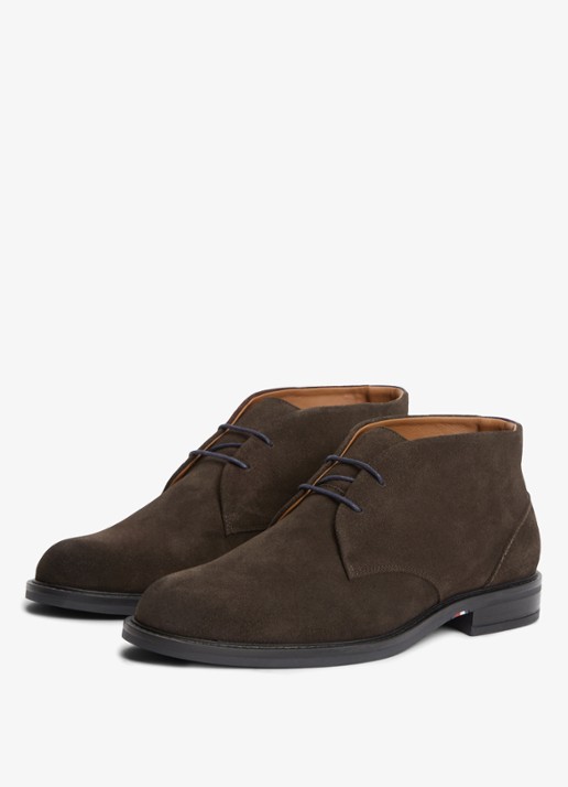 Tommy Hilfiger Veterschoen van suède - detail donkerbruin