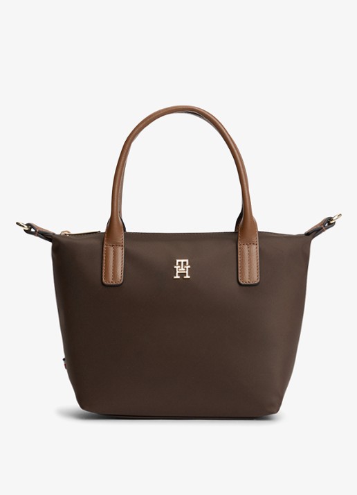 Tommy Hilfiger Webbing Crossbody Tote Bag - voorkant 3 fondant brown-gug