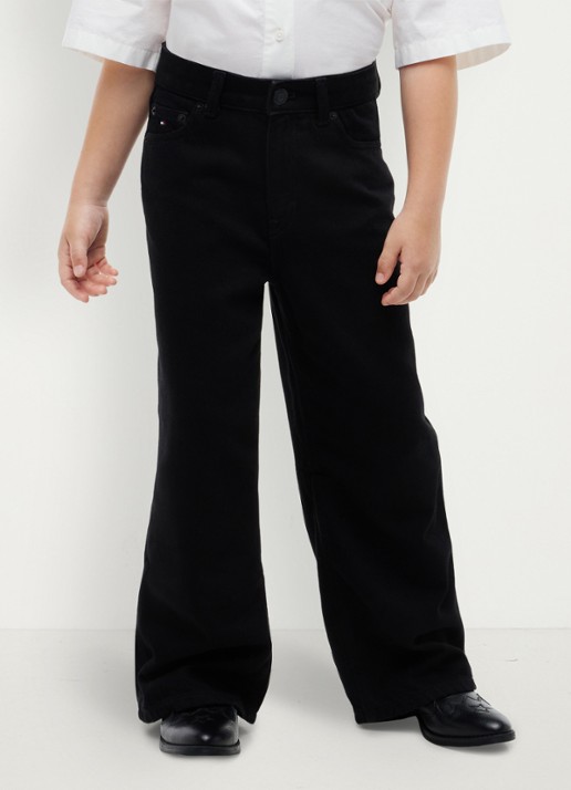 Tommy Hilfiger Wide leg jeans met donkere wassing - detail zwart