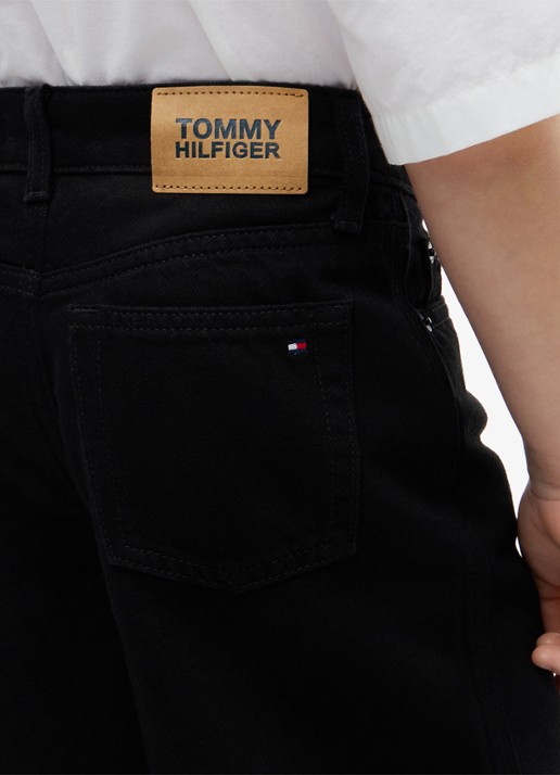 Tommy Hilfiger Wide leg jeans met donkere wassing - detail 2 zwart