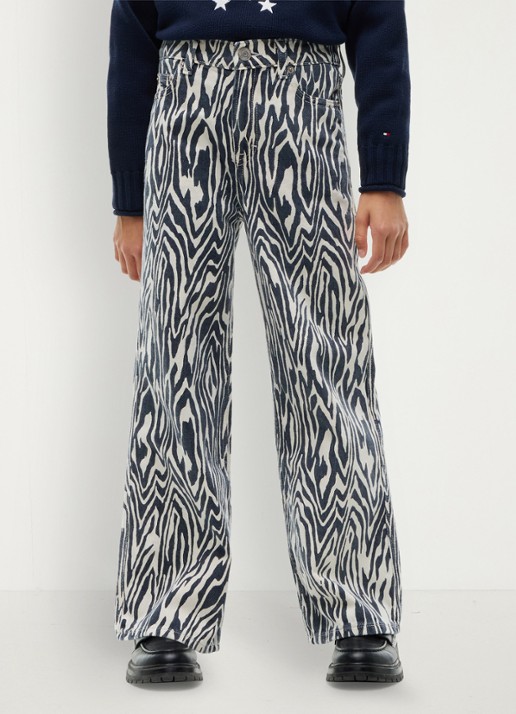 Tommy Hilfiger Wide leg jeans met zebraprint - detail multicolor
